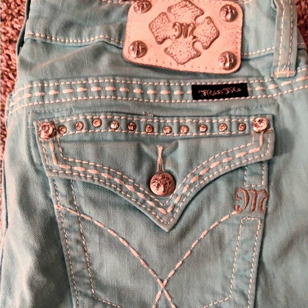 Miss Me Aqua Blue Skinny Jeans - Picture 4 of 10
